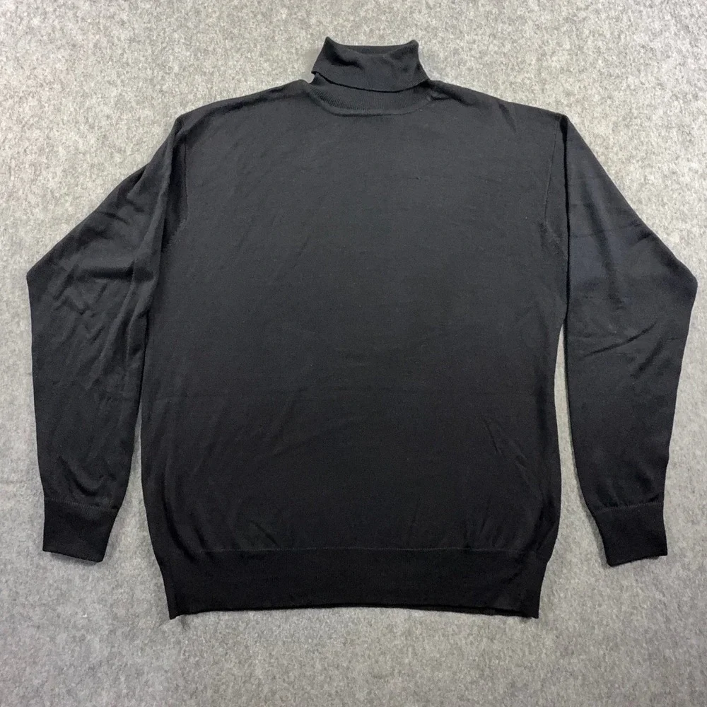 Vintage Harold Powell Mens Black Turtleneck Sweater XL Long Sleeve Fine Knit